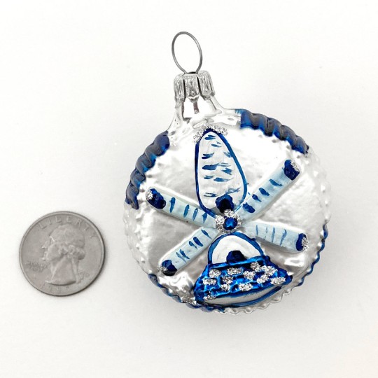 Blue and White Windmill Ornament ~ Germany ~ 2-1/2" tall