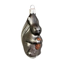 Grey Squirrel with Nut Blown Glass Ornament ~ Czech Republic ~ 3" tall