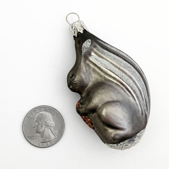 Grey Squirrel with Nut Blown Glass Ornament ~ Czech Republic ~ 3" tall