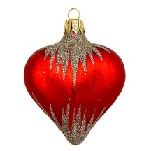Red Glittered Heart Ornament ~ Czech Republic ~ 2-1/2" tall