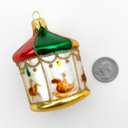 Colorful Carousel Blown Glass Ornament ~ Czech Republic ~ 3" tall