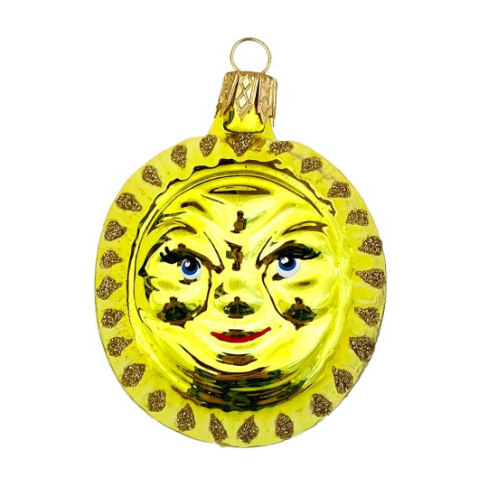 Bright Yellow Sun Ornament ~ Czech Republic ~ 2-1/2" tall