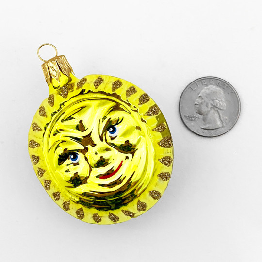 Bright Yellow Sun Ornament ~ Czech Republic ~ 2-1/2" tall