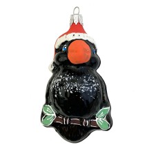 Blown Glass Christmas Crow Ornament ~ Czech Republic ~ 3-3/4" tall