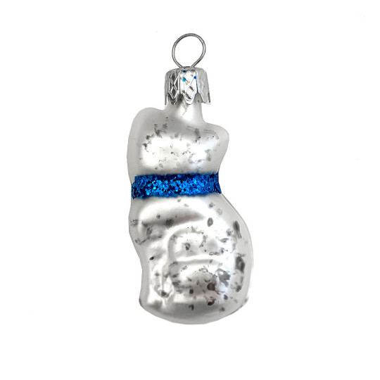 Mini Blown Glass Cat Ornament ~ Czech Republic ~ 2" tall