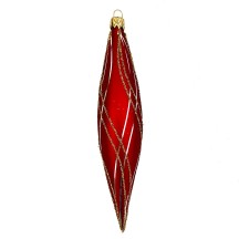 Burgundy Retro Drop Glass Ornament ~ Czech Republic ~ 5-1/8" long
