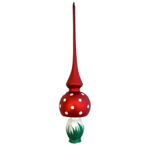 Classic Blown Glass Mushroom Tree Topper ~ Czech Repub. ~ 10-1/2" tall