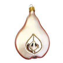 Sugared Pink Pear Christmas Ornament ~ Czech Republic ~ 3-3/8" long