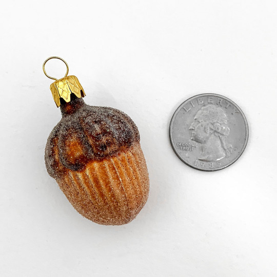 Petite Frosted Acorn Christmas Ornament ~ Czech Republic ~ 1-3/4" long