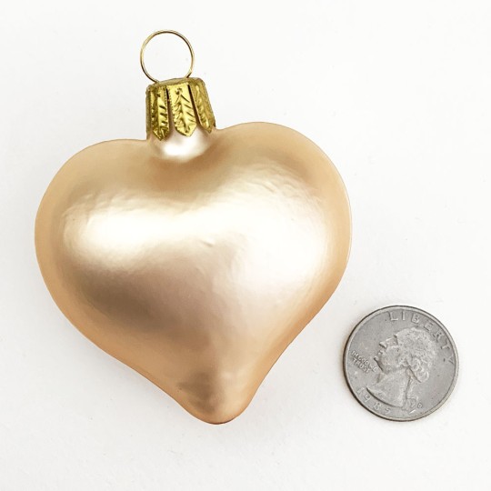 Matte Sand Blown Glass Heart Ornament ~ Germany ~ 2-1/2" long