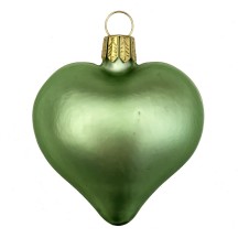 Matte Lime Green Blown Glass Heart Ornament ~ Germany ~ 2-1/2" long