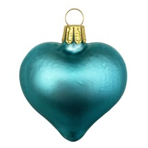Matte Blue Blown Glass Heart Ornament ~ Germany ~ 2-1/2" long