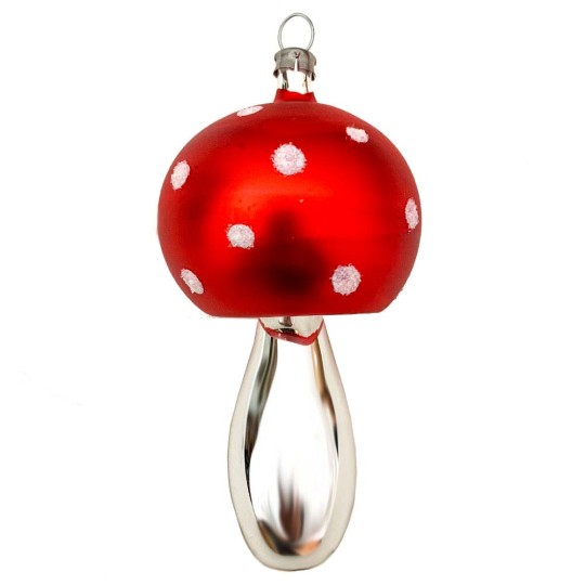 Large Mushroom Blown Glass Ornament ~ Germany ~ 4" tall
