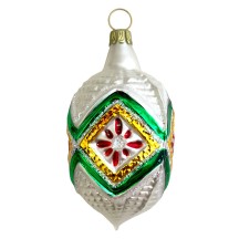 Matte White and Colorful Fantasy Ornament ~ Germany ~ 3" tall
