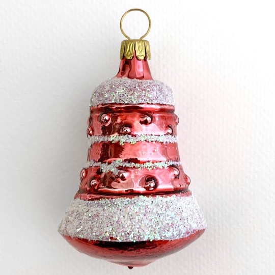 Pink Blown Glass Bell Ornament ~ Germany ~ 2-1/2" tall