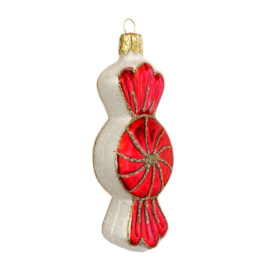 Red Candy Twist Glass Ornament ~ Czech Republic ~ 3-1/2" long