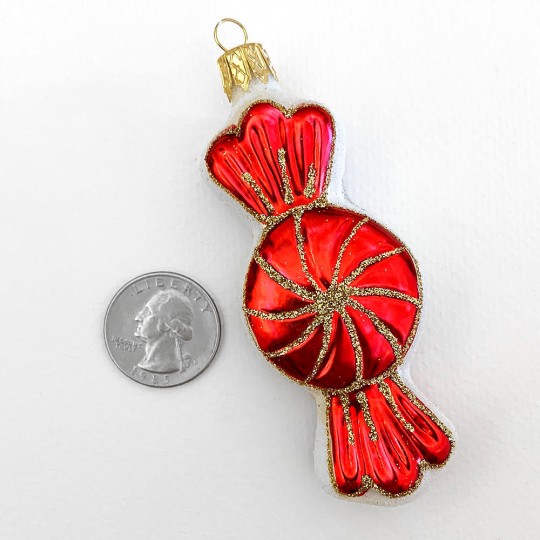 Red Candy Twist Glass Ornament ~ Czech Republic ~ 3-1/2" long