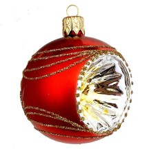 Fancy Matte Red Indent Reflector Ornament ~ 2-1/4"