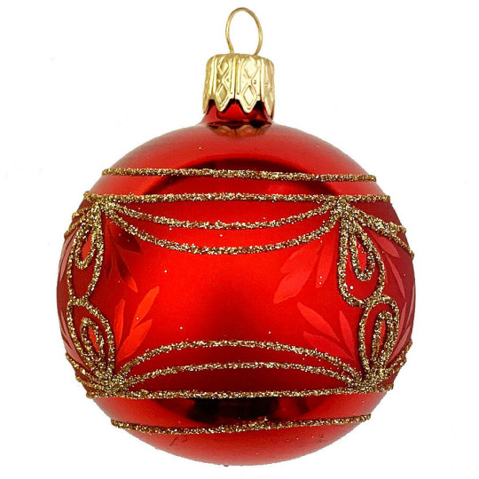 Fancy Matte Red Indent Reflector Ornament ~ 2-1/4"