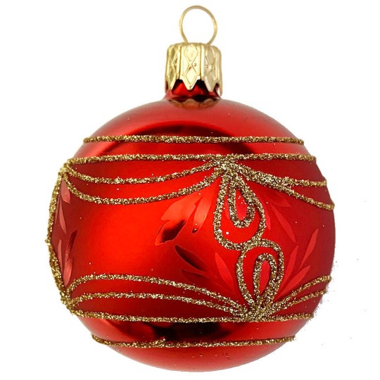 Fancy Matte Red Indent Reflector Ornament ~ 2-1/4"