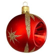 Fancy Matte Red Double Indent Reflector Ornament ~ 2-1/4"