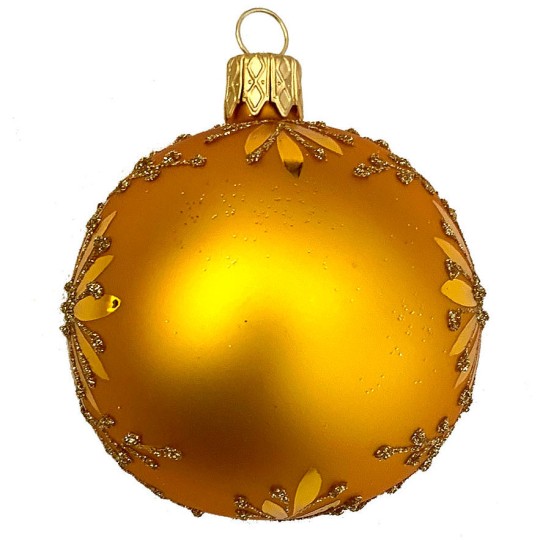 Fancy Matte Goldenrod with Gold Star Indent Reflector Ornament ~ 2-1/4"
