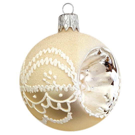Fancy Frosted Matte Champagne Star Indent Reflector Ornament ~ 2-1/4"