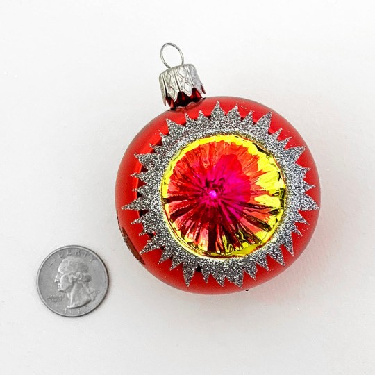Retro Glossy Red Indent Reflector Ornament ~ 2-1/4" tall