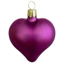 Matte Purple Blown Glass Heart Ornament ~ Germany ~ 2-1/2" long
