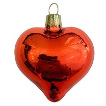 Shiny Red Blown Glass Heart Ornament ~ Germany ~ 2-1/2" long