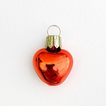 Tiny Shiny Red Blown Glass Heart Ornament ~ Germany ~ 1-3/8" long