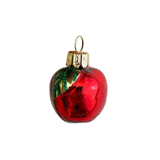 Mini Red Apple Blown Glass Ornament ~ Poland ~ 1" tall