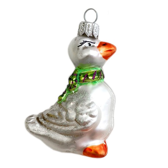 Christmas Goose Blown Glass Ornament ~ Poland ~ 3-1/4" long