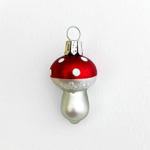 Mini Blown Glass Mushroom Ornament ~ 1-3/4" long