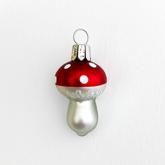 Mini Blown Glass Mushroom Ornament ~ 1-3/4" long