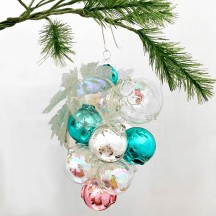 Grape Cluster Glass Bead Christmas Ornament ~ 3-1/2" ~ Czech Republic