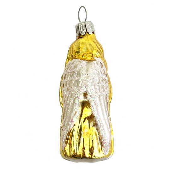 Golden Praying Angel Blown Glass Ornament ~ Germany ~ 3" tall