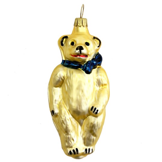 Golden Bear Blown Glass Ornament ~ Germany ~ 4" tall
