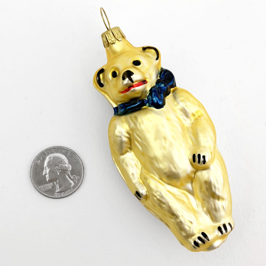Golden Bear Blown Glass Ornament ~ Germany ~ 4" tall