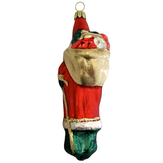Long Classic Santa with Bag Blown Glass Ornament ~ Germany ~ 5-1/2" tall