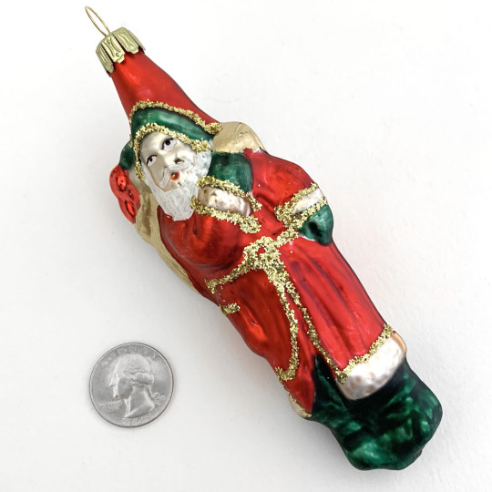 Long Classic Santa with Bag Blown Glass Ornament ~ Germany ~ 5-1/2" tall