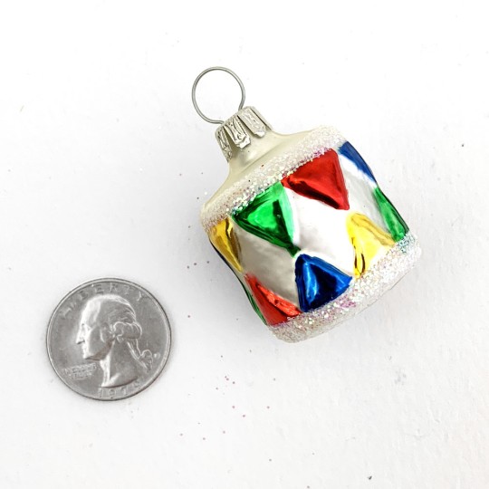 Small Colorful Drum Ornament ~ Germany ~ 1-1/2" tall