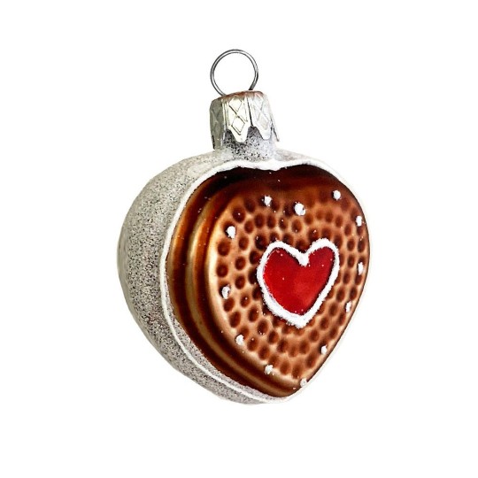 Gingerbread Heart Glass Christmas Ornament ~ Czech Republic ~ 1-1/2" tall