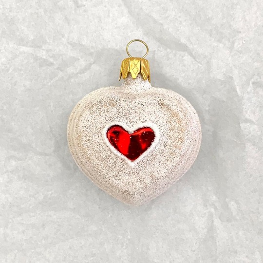 Stollen Heart Glass Christmas Ornament ~ Czech Republic ~ 1-1/2" tall