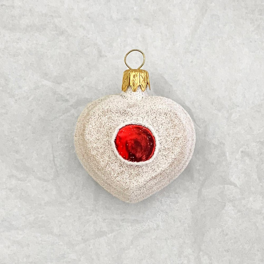 Stollen Heart Glass Christmas Ornament ~ Czech Republic ~ 1-1/2" tall