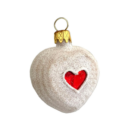 Stollen Heart Glass Christmas Ornament ~ Czech Republic ~ 1-1/2" tall