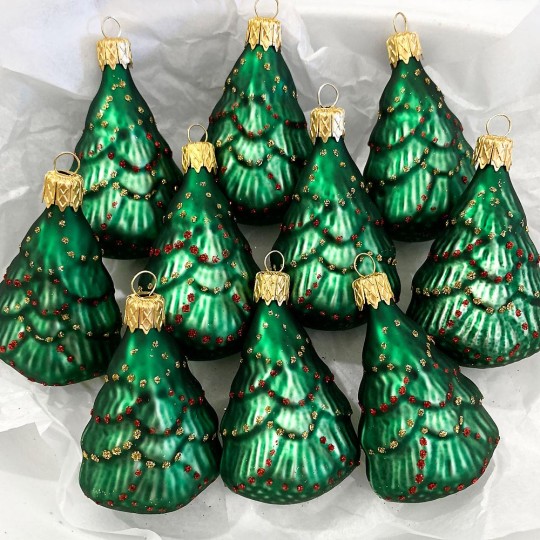 Matte Green Blown Glass Christmas Tree Ornament ~ 2-3/8"