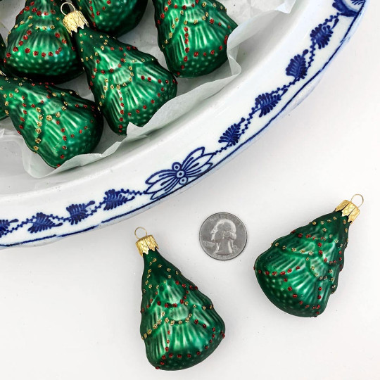 Matte Green Blown Glass Christmas Tree Ornament ~ 2-3/8"