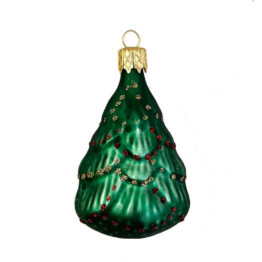 Matte Green Blown Glass Christmas Tree Ornament ~ 2-3/8"