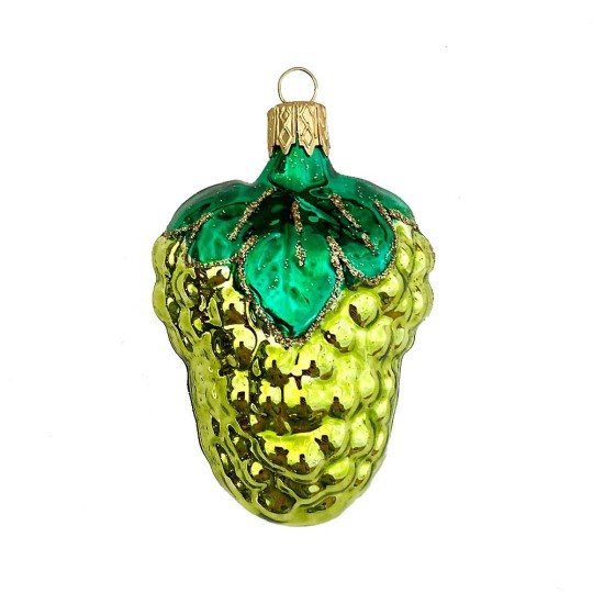 Chartreuse Green Grapes Blown Glass Ornament ~ Czech Republic ~ 3" long